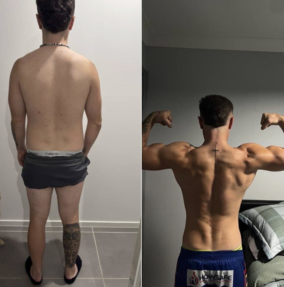 Client before and after, from the back.